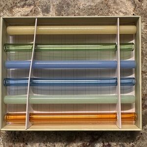 ANTHROPOLOGIE “the whistler” mixed color glass sip/stir straws